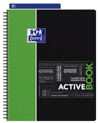 Cahier intégrale Oxford Etudiant ActiveBook - 24x29,7 cm - 160 pages perforées quadrillées 5x5 90g - Coloris assortis