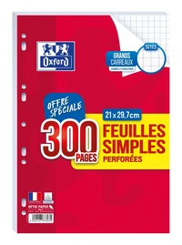 Feuilles simples oxford perforees 210x297 film 300p optik p. seyes 1/2b