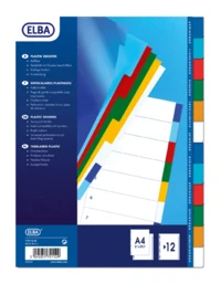 Intercalaires neutres a4 12 positions pp 12/100 assorti