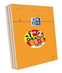 Lot de 3 blocs orange oxford agrafes 4 trous 210x315 160p optik p. q5/5+tag blanc