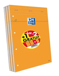 Lot de 3 blocs orange oxford agrafes 4 trous 210x315 160p optik p. seyes+tag blanc