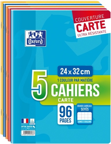 HAMELIN - LOT DE 5 CAHIERS OXFORD AGRAFES 240X320 96P 90G SEYES RDC 1/2BOX