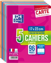 Lot de 5 cahiers oxford color life agrafes 170x220 96p optik p. seyes assorti