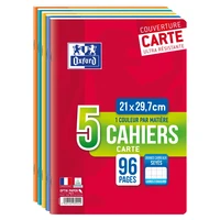 Lot de 5 cahiers oxford color life agrafes 210x297 96p optik p. seyes assorti