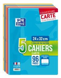 Lot de 5 cahiers oxford color life agrafes 240x320 96p optik p. seyes assorti