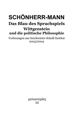 Das Blau des Sprachspiels. Wittgenstein und die politische Philosophie