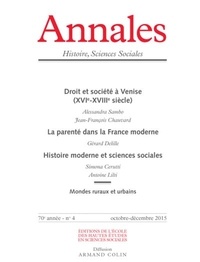  EHESS - Annales Histoire, Sciences Sociales N° 2015/4 : .