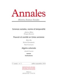  EHESS - Annales Histoire, Sciences Sociales N° 2016/3 : .