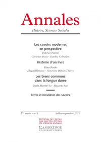 Annales Histoire, Sciences Sociales N° 3, juillet-septembre 2022