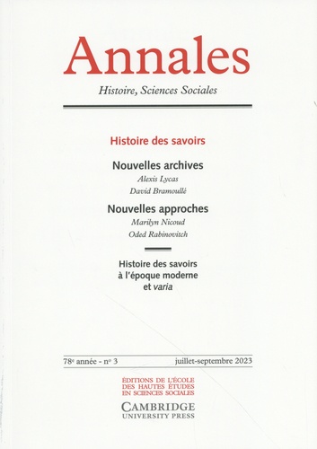 Vincent Azoulay - Annales Histoire, Sciences Sociales N° 3, juillet-septembre 2023 : Histoire des savoirs.