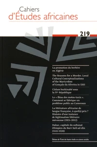 Cahiers d'études africaines N° 219/2015