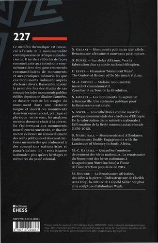 Cahiers d'études africaines N° 227/2017 Renouveau monumental