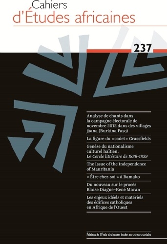  EHESS - Cahiers d'études africaines N° 237 : Varia.
