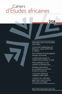 Cahiers d'études africaines N° 258/2025