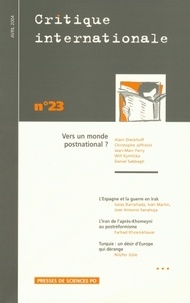 Alain Dieckhoff et Christophe Jaffrelot - Critique internationale N° 23 avril 2004 : Vers un monde postnational ?.