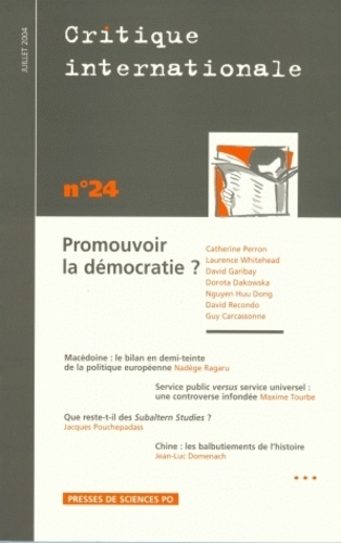 Catherine Perron - Critique internationale N° 24, Juillet 2004 : Promouvoir la démocratie ?.