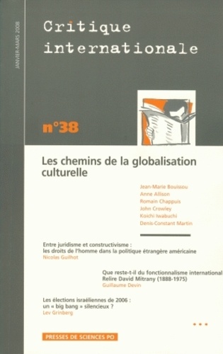 Jean-Marie Bouissou et Anne Allison - Critique internationale N° 38, janvier-mars : Les chemins de la globalisation culturelle.