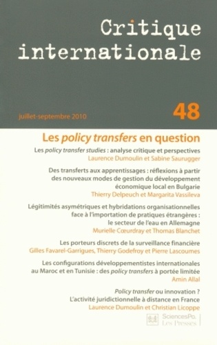  Sciences Po - Critique internationale N° 48, juillet-septe : Les policy transfers en question.