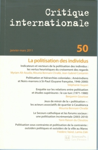 Laurence Louër - Critique internationale N° 50, Janvier-Mars : La politisation des individus.