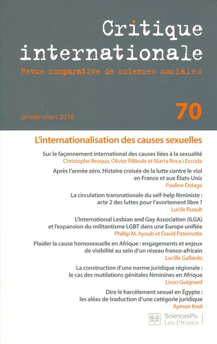 Christophe Broqua et Olivier Fillieule - Critique internationale N° 70 : .