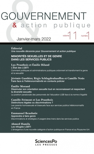 Gouvernement & action publique Volume 11 N° 1, janvier-mars 2022 Minorités sexuelles et de genre dans les services publics
