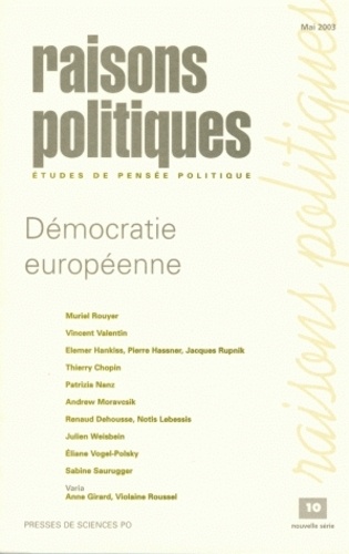 Muriel Rouyer - Raisons politiques N° 10, mai 2003 : Démocratie européenne.