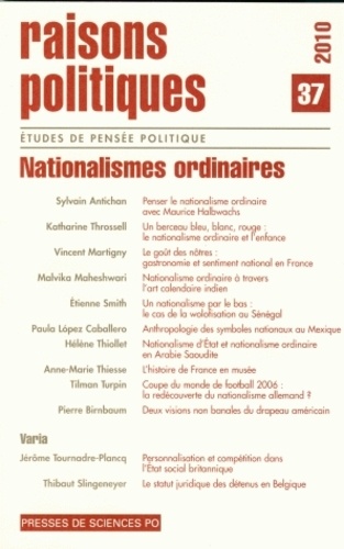 Sylvain Antichan et Katharine Throsell - Raisons politiques N° 37 : Nationalisme ordinaire.