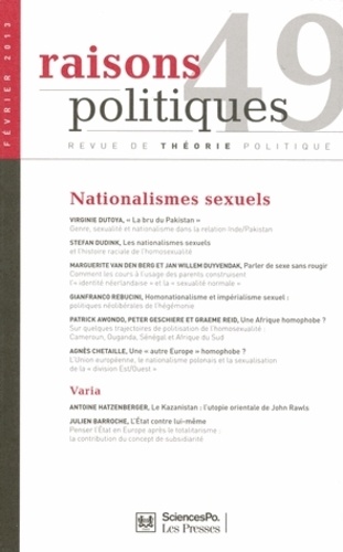 Alexandre Jaunait et Amélie Le Renard - Raisons politiques N° 49, Février 2013 : Nationalismes sexuels.