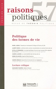 Estelle Ferrarese et Sandra Laugier - Raisons politiques N° 57, Février 2015 : Politiques des formes de vie.