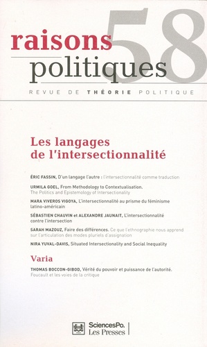Eric Fassin - Raisons politiques N° 58, Mai 2015 : Les langages de l'intersectionnalité.