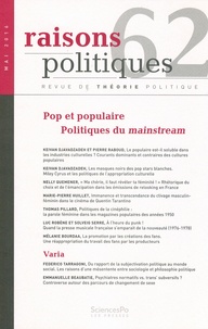 Keivan Djavadzadeh et Pierre Raboud - Raisons politiques N° 62, Mai 2016 : Pop et populaire - Politiques du mainstream.