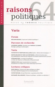  Sciences Po - Raisons politiques N° 64, novembre 2016 : Varia.