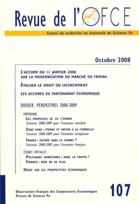 Gérard Cornilleau et Louis Chauvel - Revue de l'OFCE N° 107, Octobre 2008 : Perspectives 2008-2009.