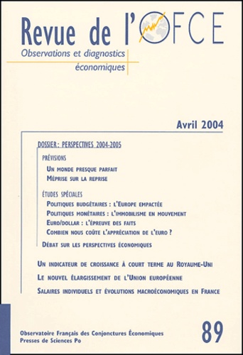Françoise Charpin et Catherine Mathieu - Revue de l'OFCE N° 89, Avril 2004 : Perspectives 2004-2005.
