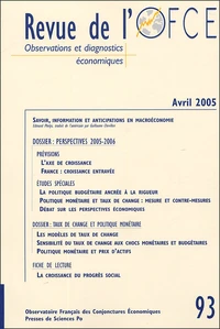 Revue de l'OFCE N° 93, Avril 2005