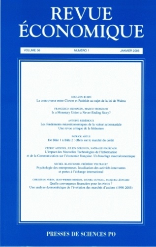 Antoine Bouët - Revue économique N° 1 - Vomume 56, Ja : .
