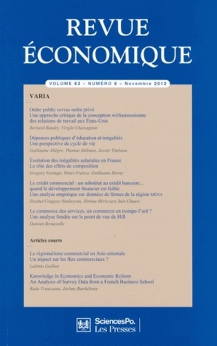 Bernard Baudry - Revue économique N° 6, volume 63, nov : .