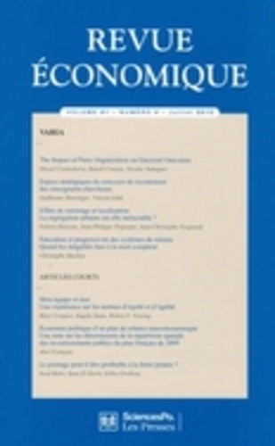  Sciences Po - Revue économique Vol. 61 N° 4, juillet 2010 : .