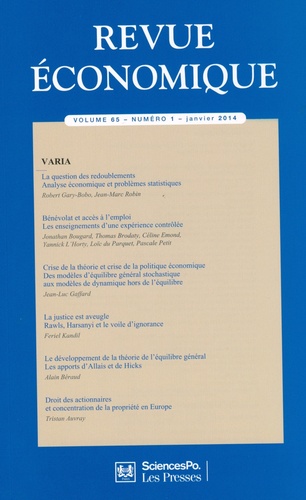  Sciences Po - Revue économique Vol. 65 N° 1, janvie : Varia.