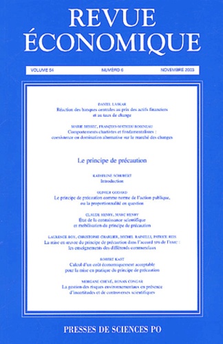 Daniel Laskar et Marie Bessec - Revue économique Volume 54 N° 6 Novem : Le principe de précaution.