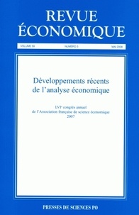 Jean Pisani-Ferry et Cédric Afsa - Revue économique Volume 59 N° 3, Mai : Développements récents de l'analyse économique.