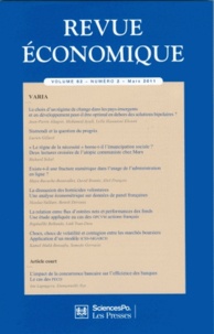 Jean-Marc Tallon - Revue économique Volume 62 N° 2, Mars 2011 : Varia.