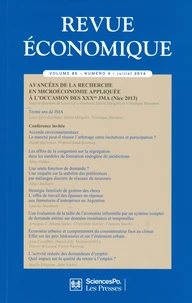 Avancées de la recherche en microéconomie appliquée à l'occasion des XXXe JMA (Nice 2013)