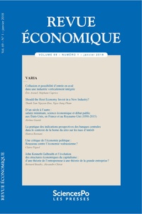  Sciences Po - Revue économique Volume 69 N° 1, janvier 2018 : .