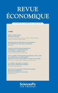  Collectif d'auteurs - Revue économique Volume 69 N° 2, mars 2018 : Varia.