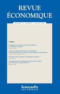 David Margolis - Revue économique Volume 73 N° 1, janvier 2022 : Varia.