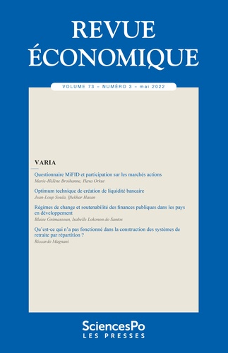 David Margolis et Claire Lelarge - Revue économique Volume 73 N° 3, mai 2022 : Varia.