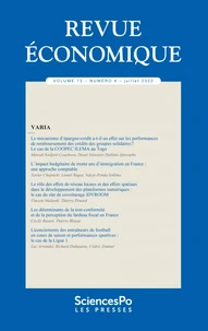 Revue économique Volume 73 N°4, juillet 2022