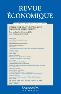 Revue économique Volume 74 N° 4, 2023