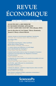 Carl Gaigné et Thierry Kamionka - Revue économique Volume 74 N° 5, septembre 2023 : Avancées de la recherche en microéconomie appliquée à l'occasion des XXXVIIIe JMA (Rennes 2022).